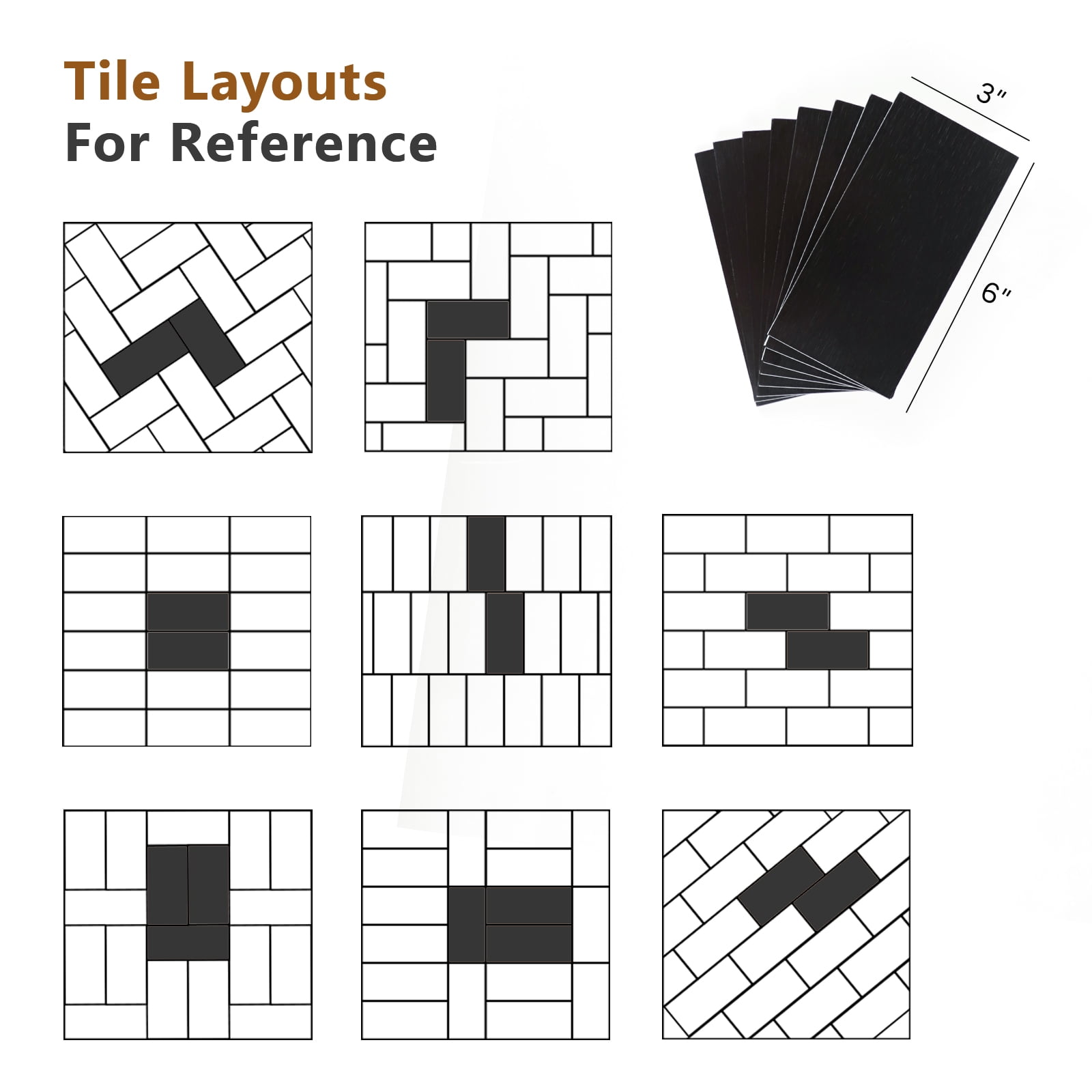 48 Pieces Black Peel and Stick Backsplash Subway Tile, 3"x6" Brushed Metal Stick on Backsplash for Kitchen Bathroom