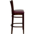 thumbnail image 4 of Emma + Oliver Vertical Slat Back Mahogany Wood Barstool, Burgundy Vinyl Seat, 4 of 6