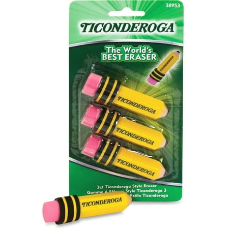 Dixon Ticonderoga, Pencil Shaped Erasers, 3-Count (Best Eraser For Colored Pencils)