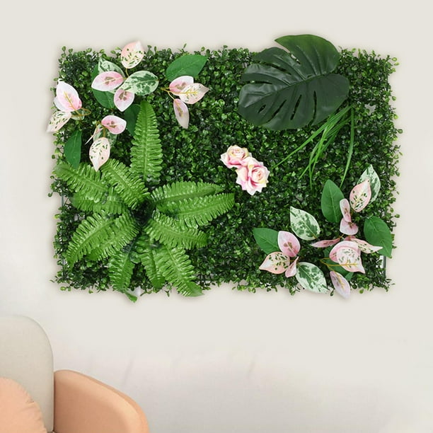 Pntas artificiales 3D Flor Decoración de pared Telón de fondo de boda Simución DIY Panel de pntas artificiales para del partido Baoblaze Paneles de pared de hierba