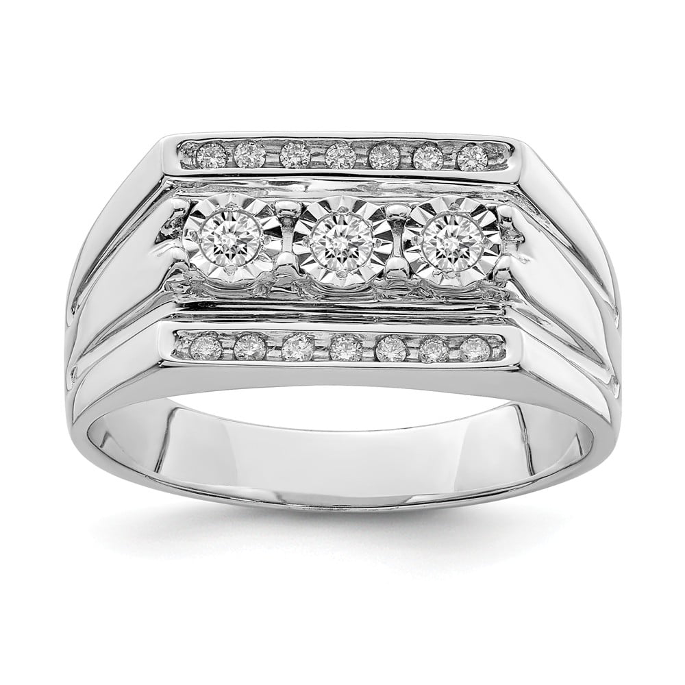 AA Jewels - Sterling Silver Diamond Men's Ring (1/4ct.) - Size 11 ...