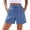 Blue, variant on Women's Gingham Casual Shorts - 100% Polyester, Elastic Drawstring Waist, Side Pockets, Loose Fit for Home & Daily Wear