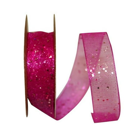 UPC: 0840108862014 | JAM Paper Sheer Glitter Ribbon  5/8 Inches x 25 Yards  Fuchsia  Sold Individually