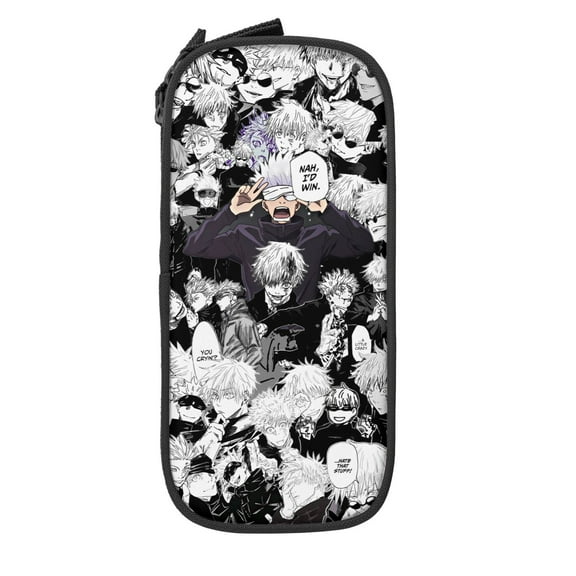 Large Capacity Pencil Box Jujutsu Kaisen Gojo Satoru Canvas Pen Case Cosmetic Bag Black