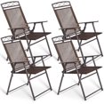 thumbnail image 1 of LLLLZASD Set of 4 Patio Folding Sling Chairs Steel Camping Deck Garden Pool Backyard Chairs, 1 of 8