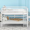 thumbnail image 2 of Twin Size Wood Bunk Bed Frame with Ladder and Guardrail, Space Saving Design, No Spring Box Needed, White, 2 of 7