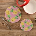 thumbnail image 2 of Pot Holders Trivets Set Pure Cotton Potholders Set, Set of 2, Pineapple Pink Hot Pot Trivets One 9.45 Inch and One 7 Inch for Kitchen Pans Bowl Teapot, 2 of 7