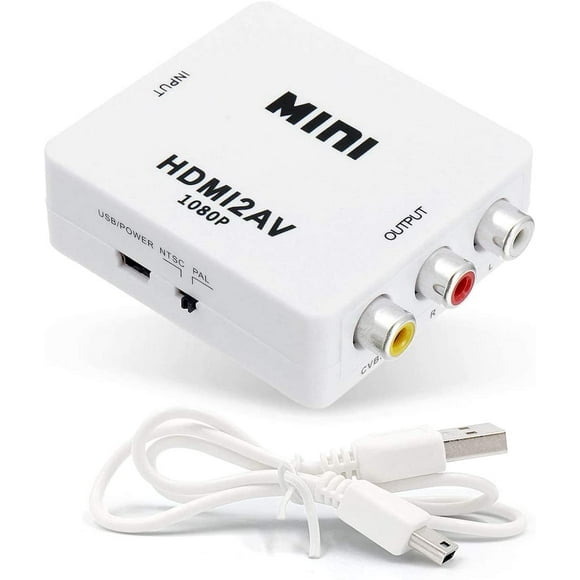 HDMI to RCA Adapter, HDMI to AV CVBS Composite Video Audio Converter for PS4 Xbox Nintendo Laptop Chromecast DVD Camera to Old TV Monitor