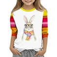 thumbnail image 2 of Spazoro Kids Child Girls Casual T-Shirts Tee, 3/4 Sleeve Summer Rabbit Print Fashion Crew Neck Loose Tops Trousers for Girls Pink Size 4-5T, 2 of 5