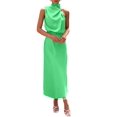 thumbnail image 1 of Vestido PRETTYGARDEN 2025 de satén sin mangas con cuello simulado Talla S, 1 of 8