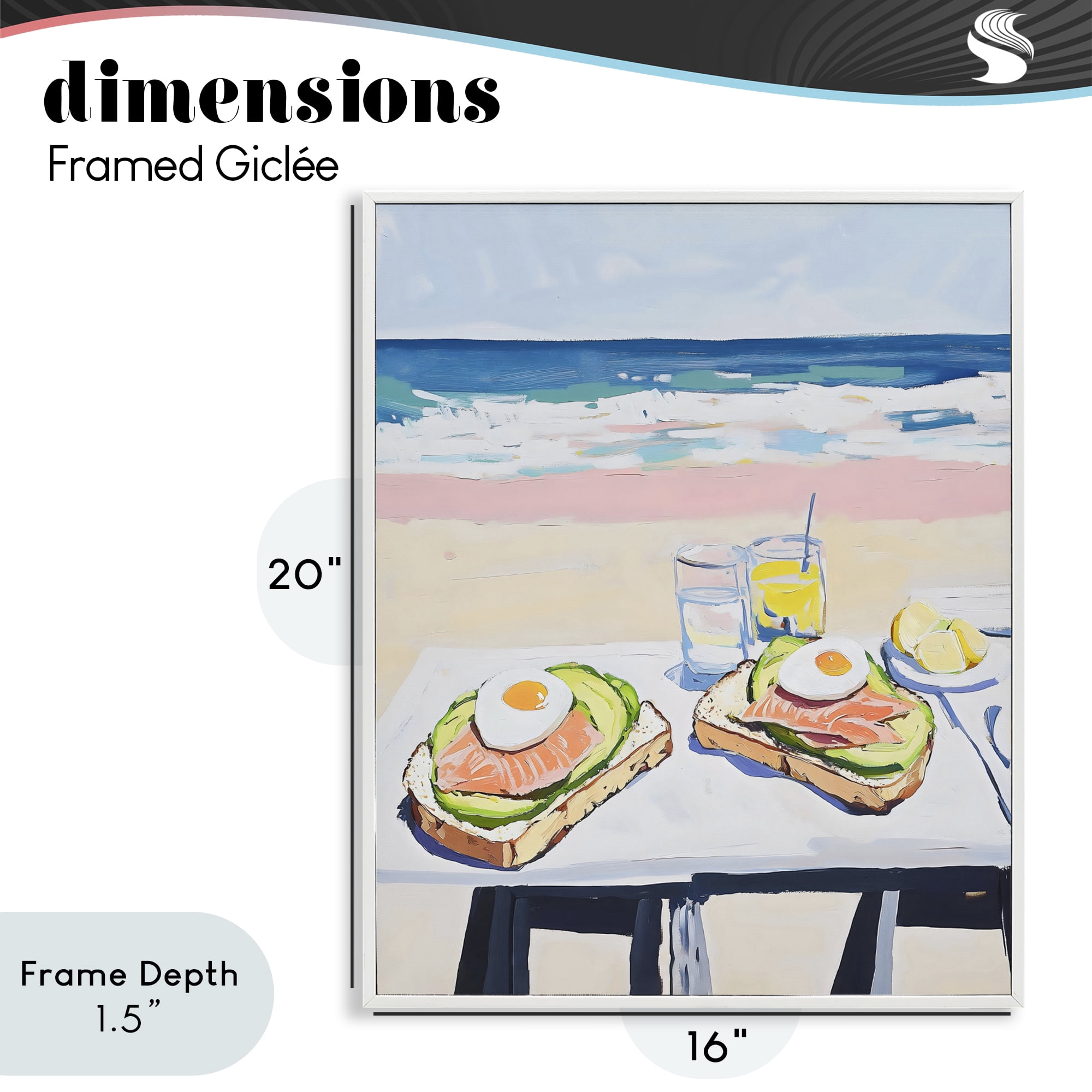 Stupell Industries Avocado Toast at Beach White Framed Giclee Art, design by The Prints Vibe