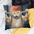 thumbnail image 2 of BANET Funny Throw Pillow Cushion Cover, Fitness Cat a Big Kitty Body Building Gym Humor Image, Decorative Square Accent Pillow Case, 2 of 5
