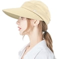 thumbnail image 2 of Ponytail Sun Hats for Women, 2 in 1 Zip-Off Uv Protection Wide Brim Beach Hat Sun Visors, 2 of 7