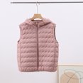 thumbnail image 2 of Lightweight Quilted Vest Jackets for Women with Hood Pocket Casual Warm Outerwear Sleeveless Hooded Puffer Coat (2XL, Pink), 2 of 7
