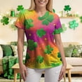 thumbnail image 4 of GEWSEY St. Patricks Day Scrub Tops for Women Irish Shamrock Holiday Shirts V Neck Short Sleeve Nursing Uniform with Pockets (Orange, L), 4 of 8