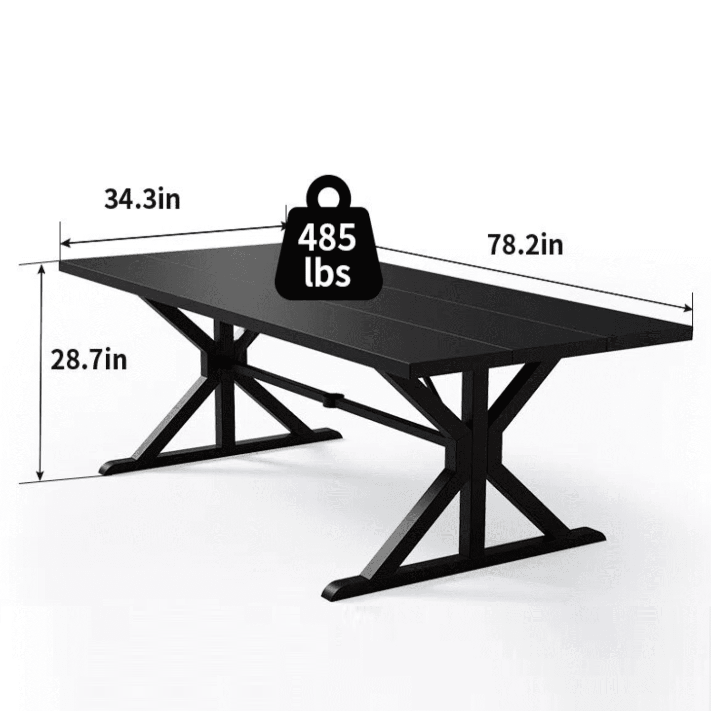 ALAULM 78.2" Rectangular Heavy-Duty Metal Dining Table, Modern Outdoor Patio Table for 8 People, Robust Metal Frame & Reinforced Metal Legs (Brown with Golden Flecks)
