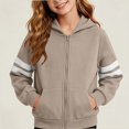 thumbnail image 5 of HAOTAGS Kids Hooded Sweatshirt (5-14) Winter Fleece-lined Zipper Warm Jacket Khaki Size 5T, 5 of 7