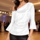 thumbnail image 2 of Tops de Manga Larga de las Mujeres con Brillo Metálico Y Textura de Costillas, Blusa Casual de Hombros para Fiesta Y Uso Cotidiano, Tops de Manga Corta de las Mujeres, 2 of 7