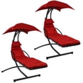thumbnail image 1 of Sunnydaze Chaise Longue Flottante Suspendue d'Extérieur avec Auvent Parasol et Support, Rouge, Lot de 2, 1 of 8