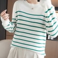 thumbnail image 5 of Rutainlusire Womens Trendy Striped Comfy Loose Sweaters Women's Striped Long Sleeve Blouses Round Neck Casual Fashionable Sweater, 5 of 6