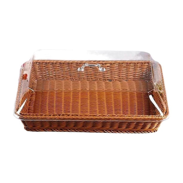 Basket with Lid,Basket with Lid for Food,Tabletop Food Serving Basket,Woven Picnic Basket,Bread Basket for Serving
