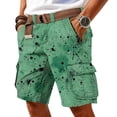 thumbnail image 2 of Graffiti Style Cargo Shorts For Men With Side Pockets And Adjustable Waistband Showcasing Streetwear Aesthetic Light Green XXXL, 2 of 5