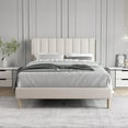 thumbnail image 2 of AUFANK Full Bed Frame Upholstered Platform with Wooden Slats, Noise-Free, Beige, 2 of 6