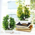 thumbnail image 4 of Visland Artificial Plants Fake Mini Potted Plant Small Greenery Decor for Indoor Home Farmhouse Aesthetic Bedroom Shelf Office Desk Bathroom Decoration, 4 of 7
