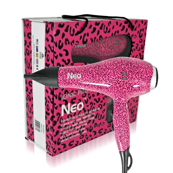 The Neo Choice Ionic Pro 2000W Hair Dryer Quiet and long-lasting AC motor (Pink Leopard)