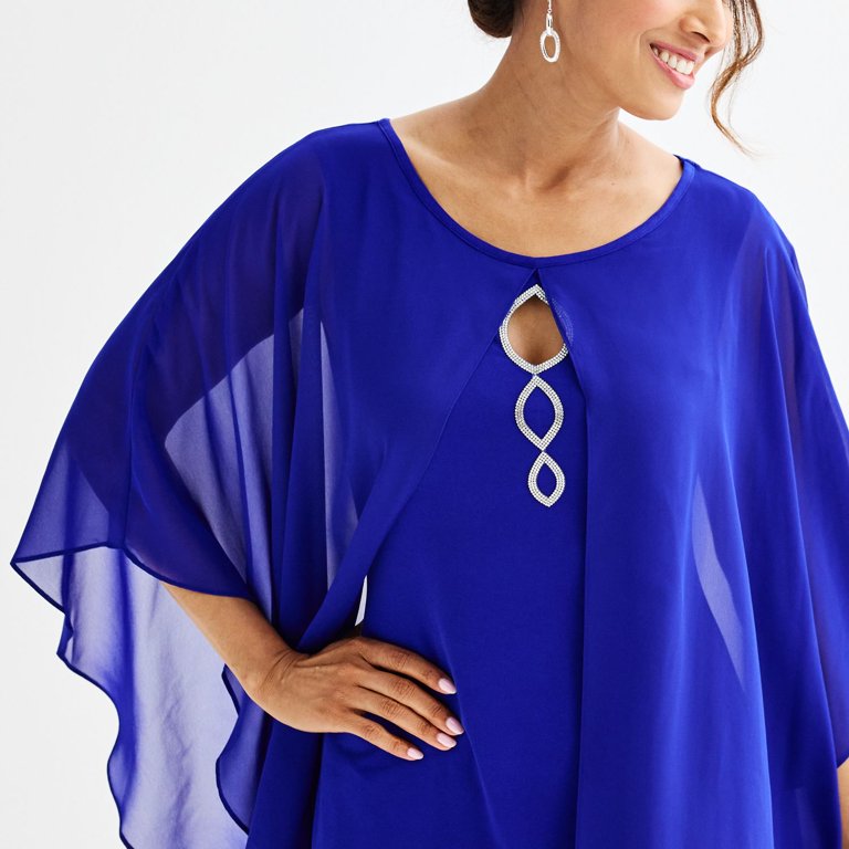 Women's Connected Apparel Chiffon Overlay Dress Color: Black Size: 12 -  Walmart.com