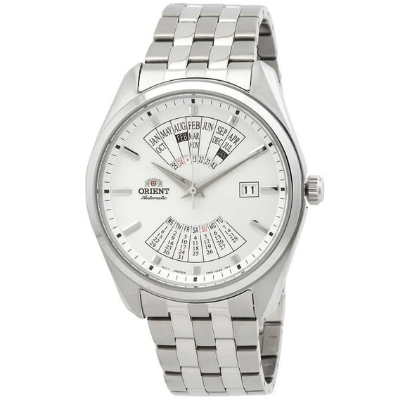 Orient Stainless Steel Link Strap Men's 22mm Multi Year White Dial Automatic Wristwatch, RA-BA0004S10B