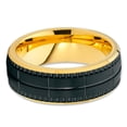thumbnail image 2 of Yellow Gold Tungsten Ring - Black Wedding Band - Yellow Gold Tungsten Band - Man's Ring, 2 of 4