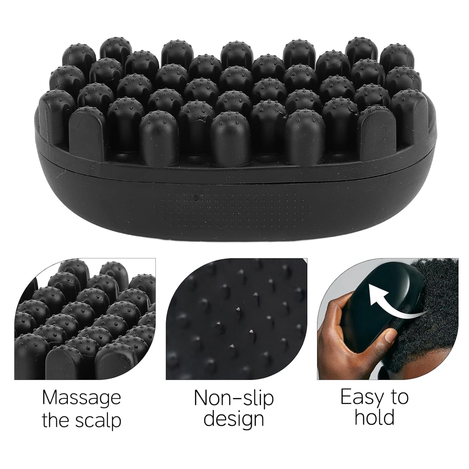 Rubber Curling Hair Brush: Twist King Sponge for Afro Hair, Washable Curl Sponge Styling Tool Durable Curling Comb For Men Women Boy Girl Long Short Hair Black (Small Tooth)