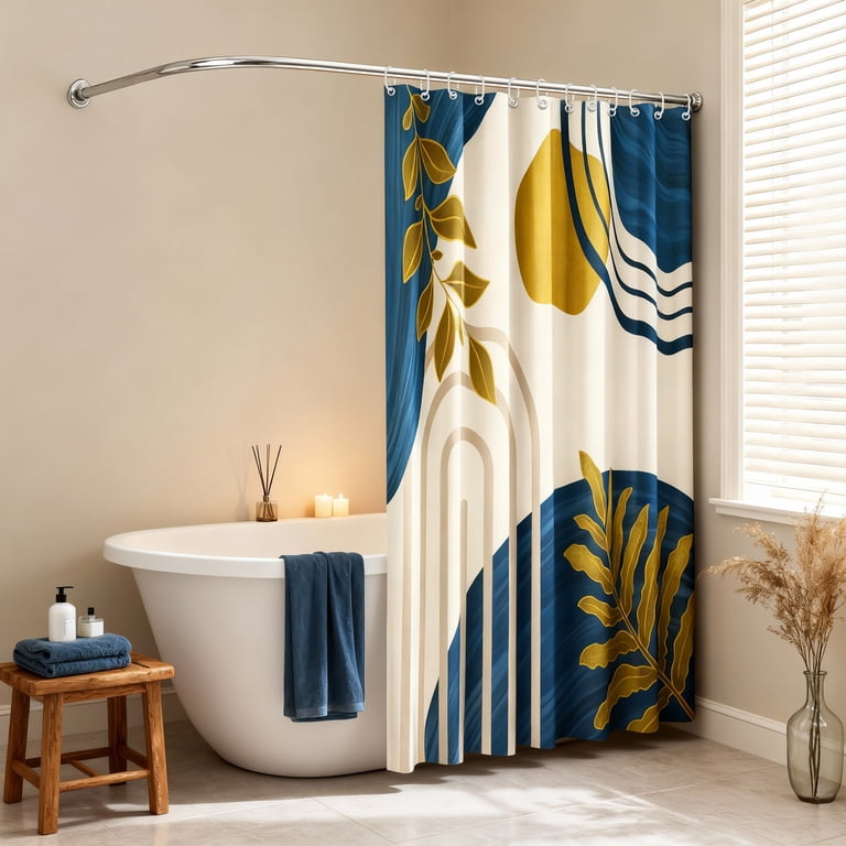 Inadays Modern Boho Shower Curtain with Hooks, 72x72 In photo 8