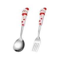 ChicYu Stainless Spoon Fork Set Cute Doll Handle Christmas Utensils Dessert Tableware Holiday Entertaining Gift Package Christmas Spoon B
