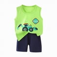 thumbnail image 4 of TOWED22 Summer Outfit Toddler Baby Boy Motorcycle Short Sleeve T-Shirt Shorts Set Infant Boy Clothes 2Pcs Set Green,12-18 M, 4 of 4