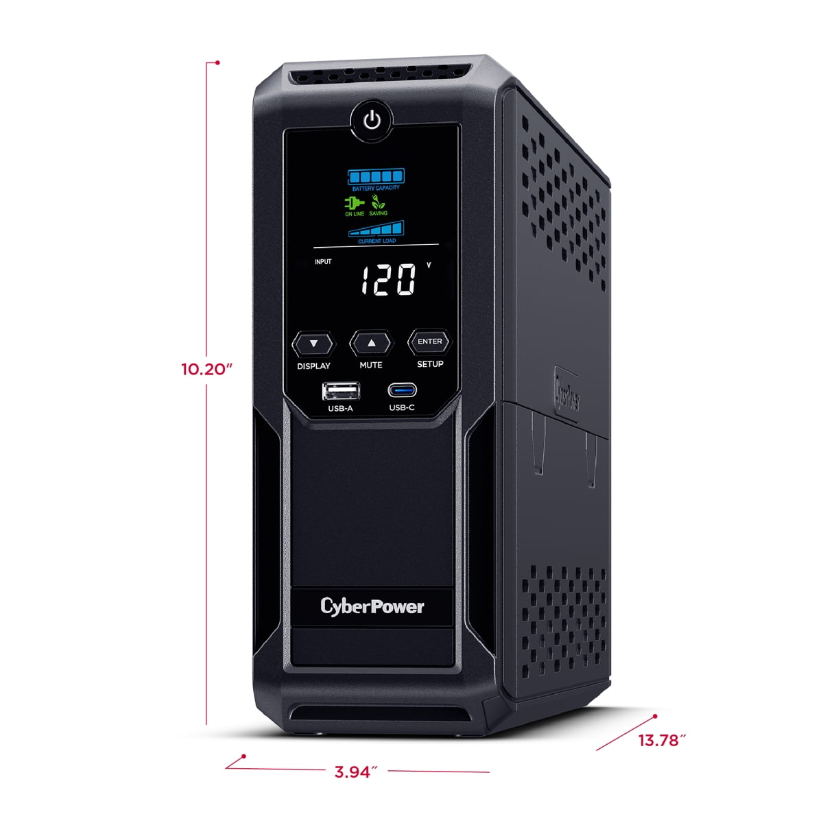 CyberPower BRG1500AVRLCD2 Intelligent LCD UPS Systems - 1500VA/900W, 57 - 120 VAC, NEMA 5-15P, Mini-Tower, 12 Outlets