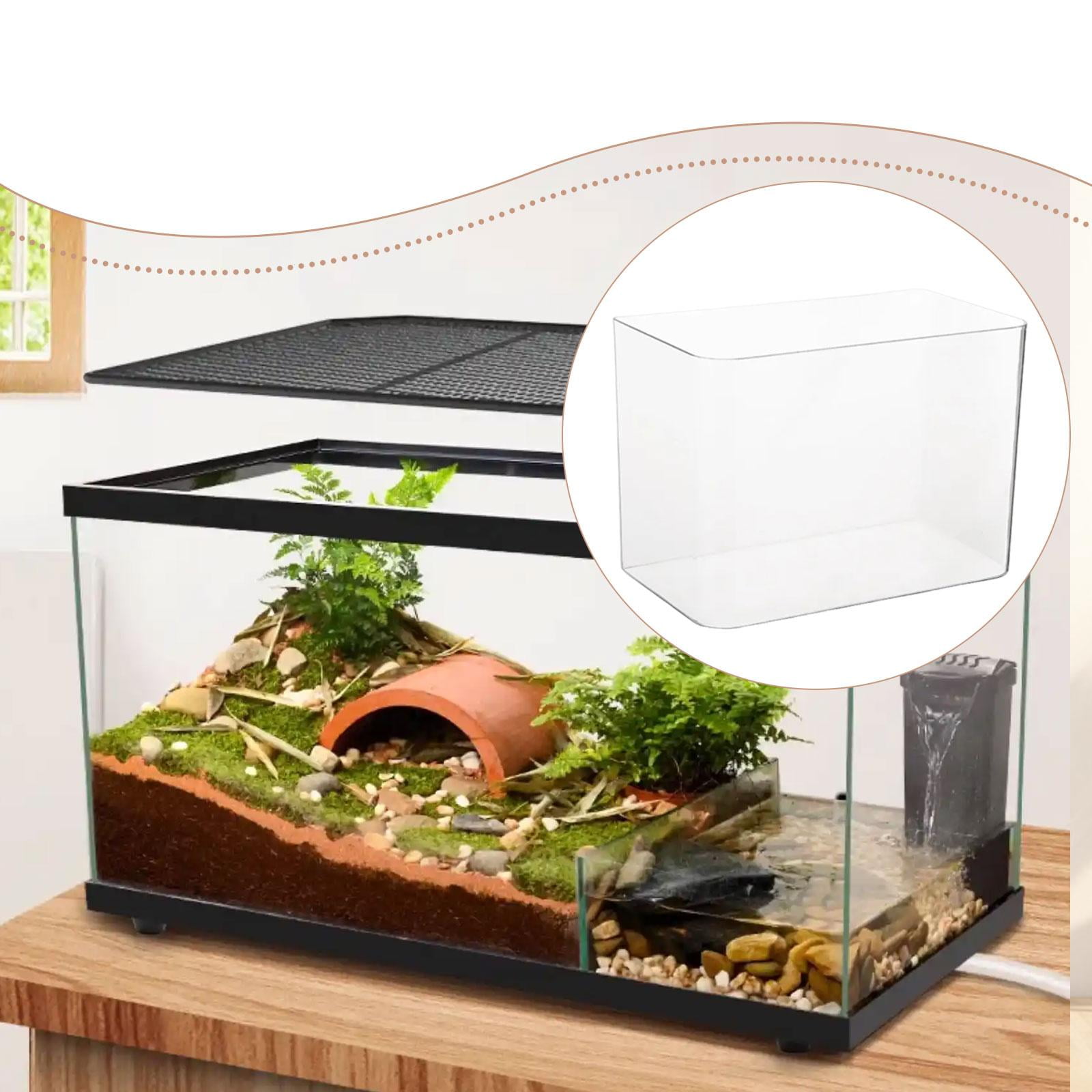 EHJRE Reptile Terrarium Tank Aquarium Clear Habitat Cage Transparent Feeding Box Sturdy Pp Build Suitable for Fish Keeping Reptile Caring Desktop Placement No Lid