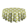 thumbnail image 5 of Green White Checkerboard Checkered Pattern Round Tablecloth 60"x60",Wrinkle Wipeable Table Cloth for Kitchen Dining Room Picnic Patio Party, 5 of 6