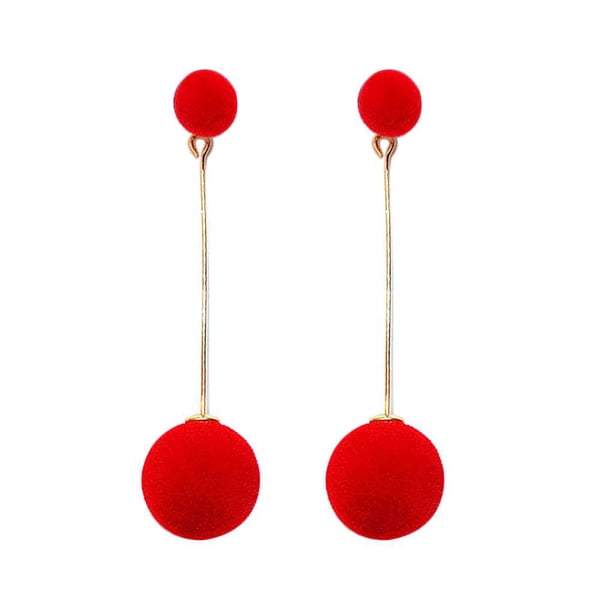 Guardurnaity Pendientes de bola redonda para mujeres y niñas, aretes de aleación con forma de gota, joyería de moda con personalidad Ropa, zapatos y accesorios Miscelánea rojo