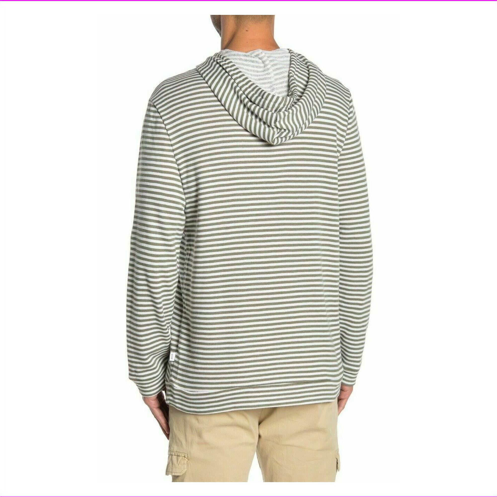 120 Onia Michael Micro Stripe Print Pullover Hoodie Mens XL Green