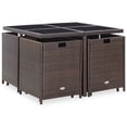 thumbnail image 3 of vidaXL 9 Piece Patio Dining Set with Cushions Poly Rattan Brown, 3 of 12