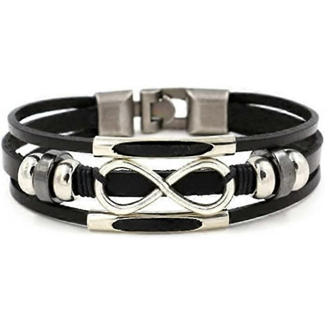 Pulsera de cuero de aleación punk ZHAOCHENG con cierre de acero inoxidable para hombres y mujeres 21 cm