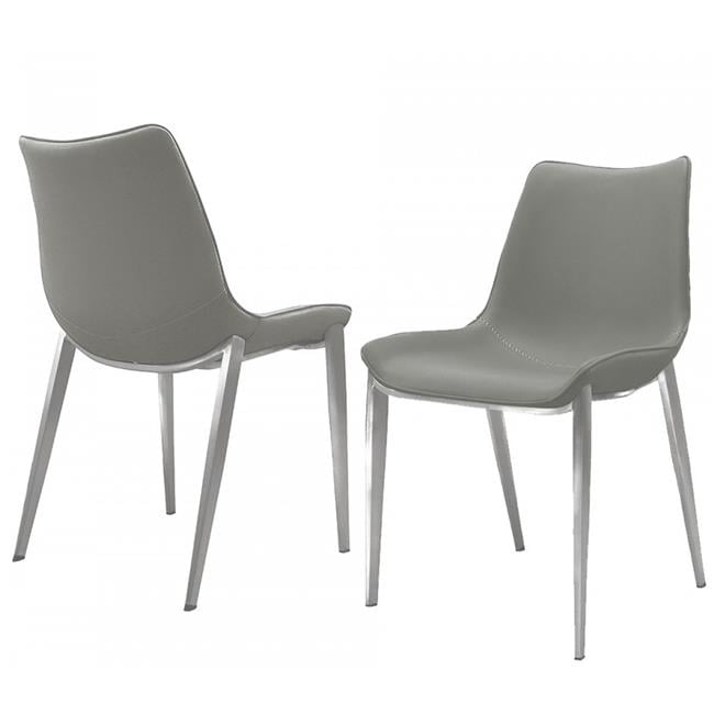 HomeRoots 472181 Gray Faux Leather Modern Dining Chairs Set of 2