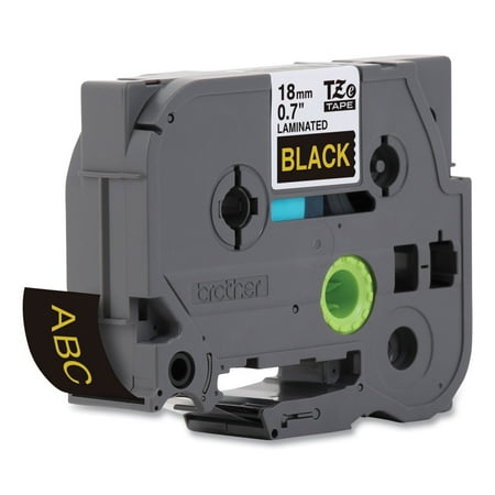 Brother Genuine P-touch TZE-344 Tape, 3/4" (0.7") Wide Standard Laminated Label Maker Tape, Gold on Black, 0.7 in. x 26.2 ft. (18mm x 8M), TZE344