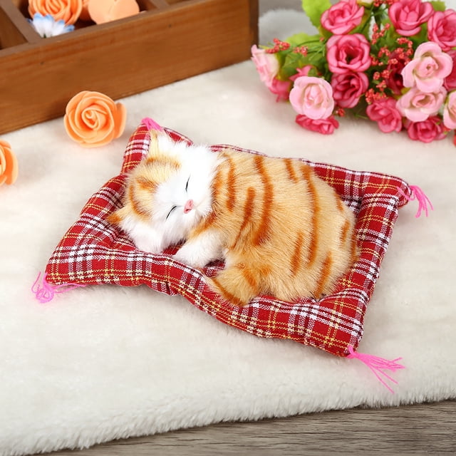 Chat Simulation Super Mignon Semblant Chatons Endormis Chats Peluche Jouets Poupée Noël Cadeau Jaune