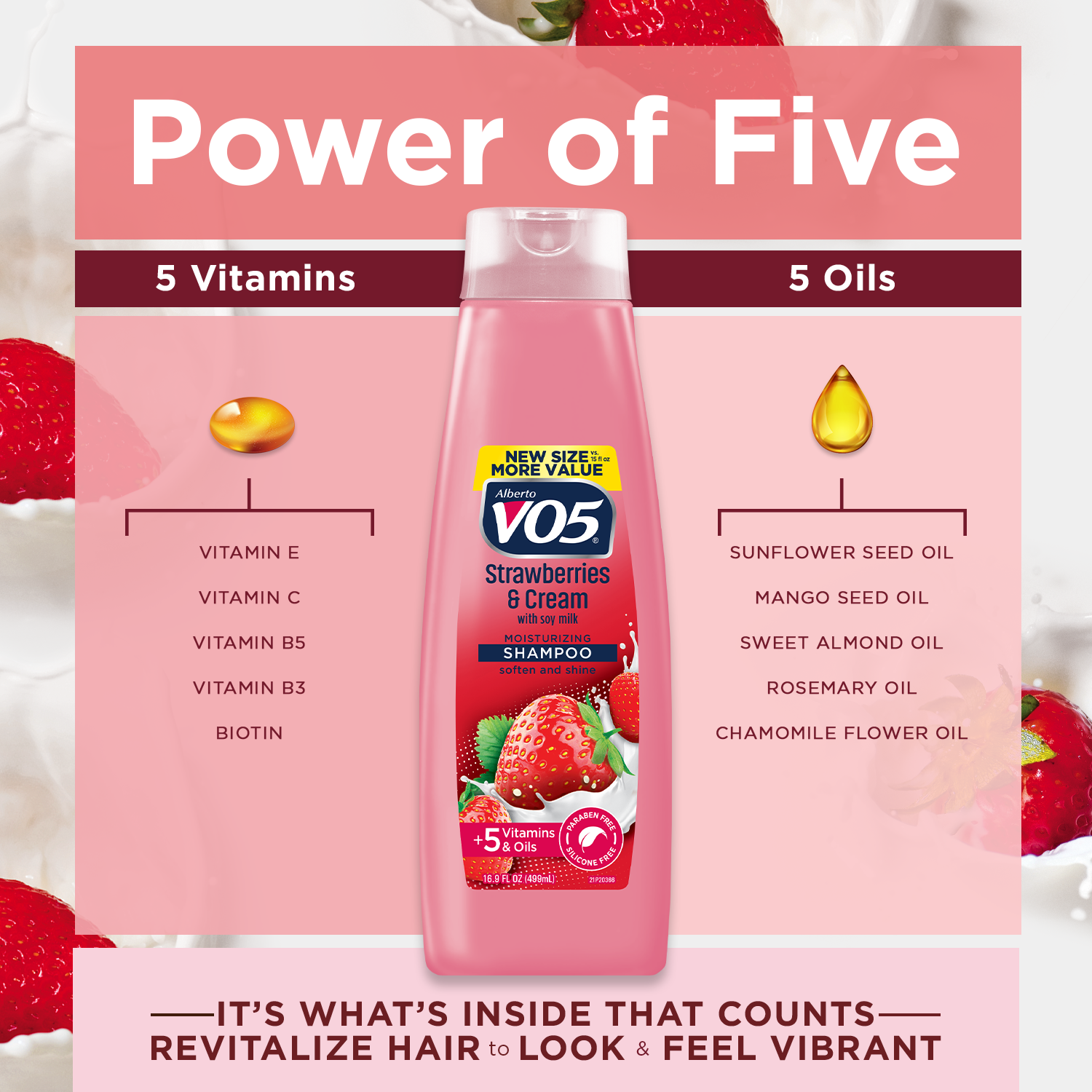 Alberto VO5 Strawberries & Cream Moisturizing Shampoo with Soy Milk, for All Hair Types, 16.9 fl oz - image 4 of 6