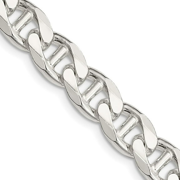 925 Sterling Silver Anchor Chain Styles Necklace 9 mm Flat Cuban 20 inch