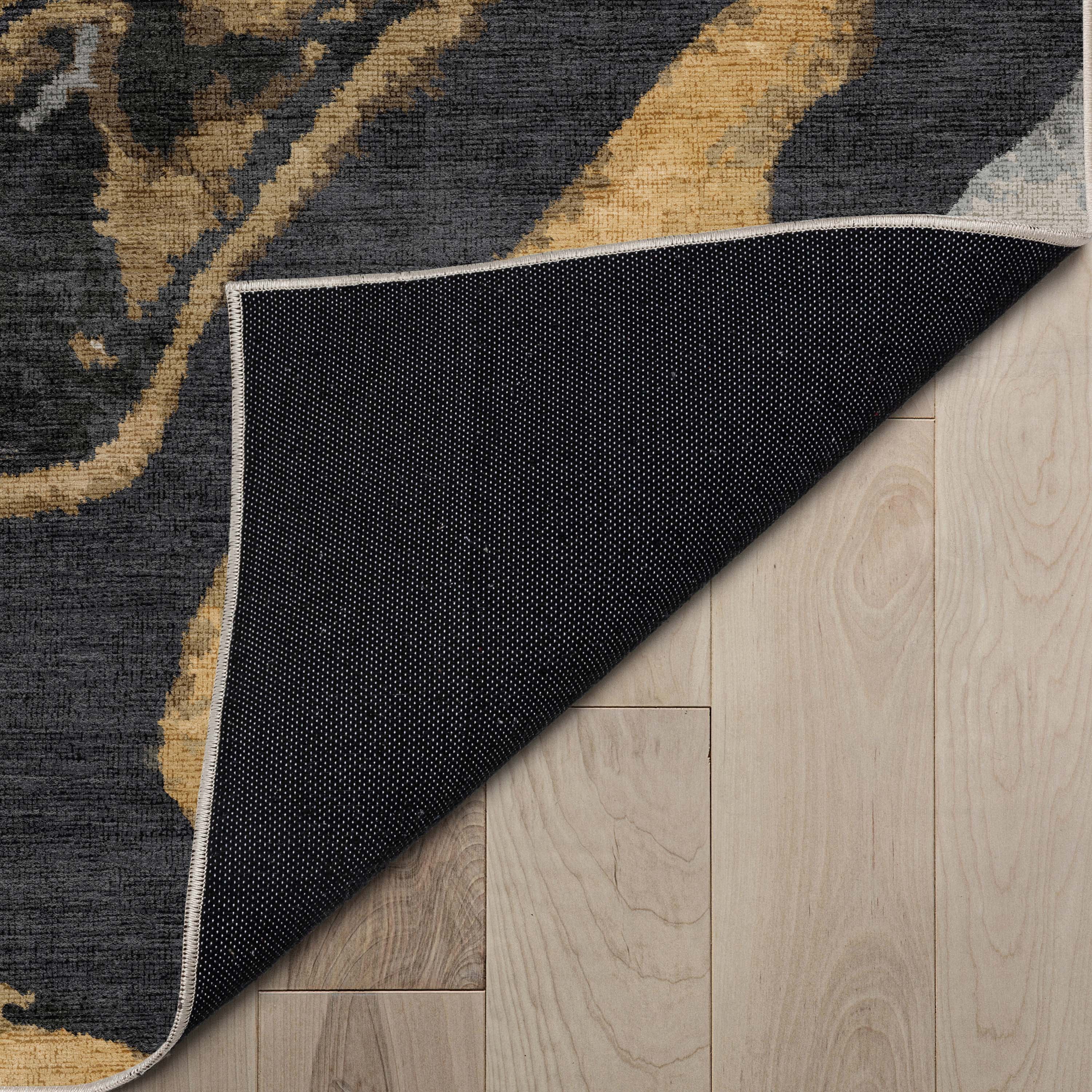 Well Woven Abstract Dunes Modern Retro Marble Flat-Weave Black Gold 5'3" x 7'3" Area Rug
