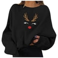 thumbnail image 1 of HNMKIU Hauts pour Femmes Chandails en Molleton de Noël Pulls de Vacances pour Femmes Imprimé Graphique Col Rond Manches Longues, 1 of 4